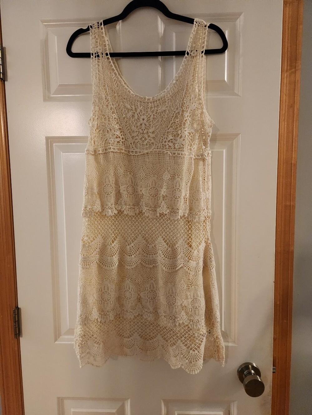 American Eagle Outfitters Cream Crochet Lace Mini Dress